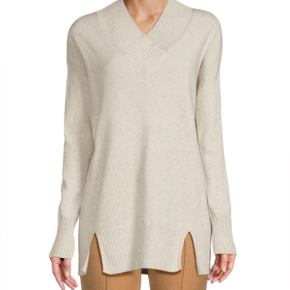 NEW Nordstrom Stitchdrop V-Neck Ribbed Trim Sweater, Size Large - Picture 5 of 5